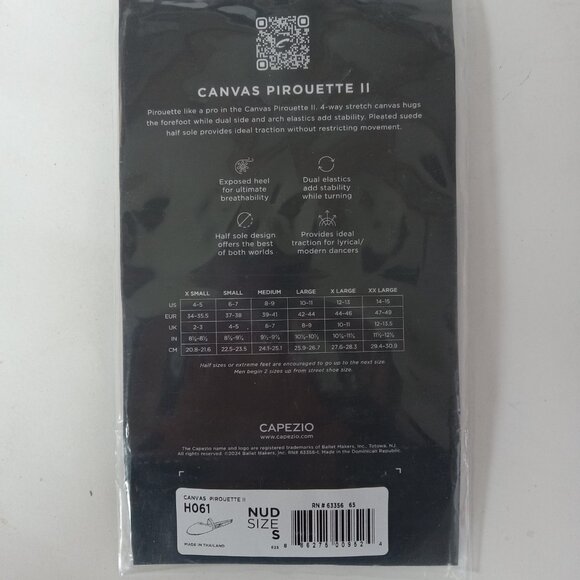 Capezio Pirouette II Canvas Dance Shoes Nude Size S H061 Sz 6-7 NEW - Picture 4 of 15